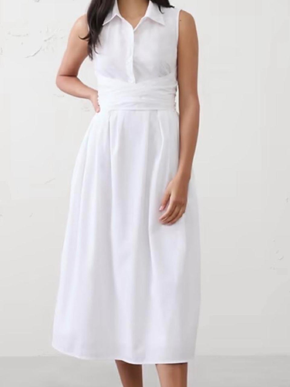 Banana Republic White Sleeveless Midi Shirt Dress XS